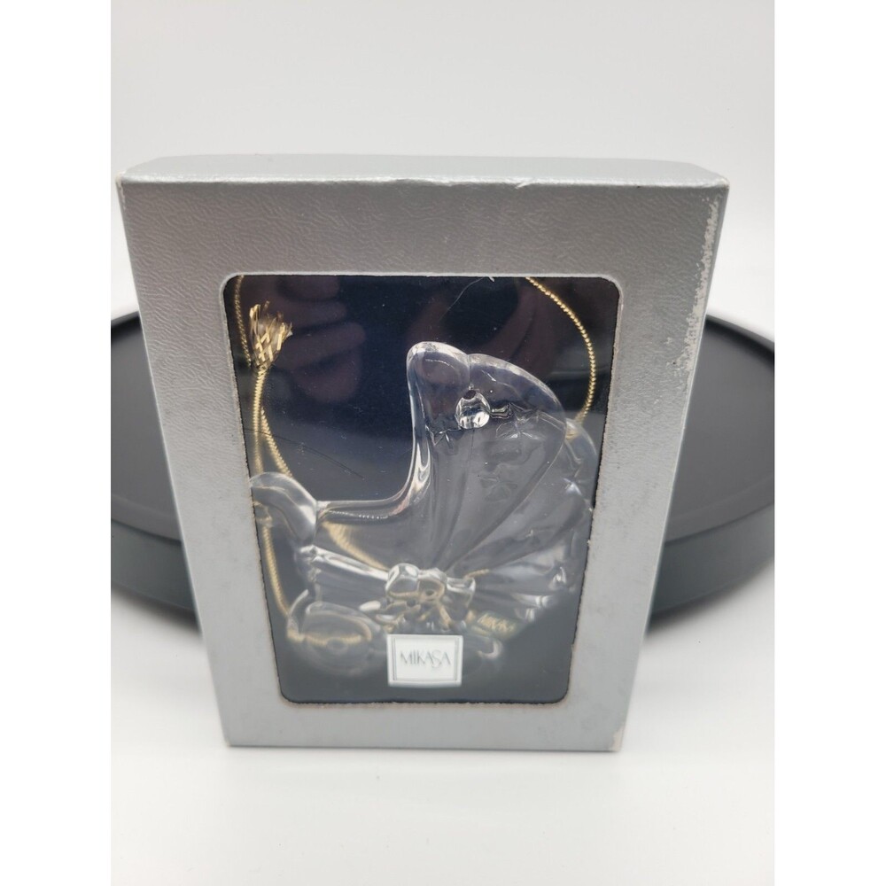 Crystal Baby Buggy Ornament Mikasa Ikasa First Baby 3" New But Box Damage